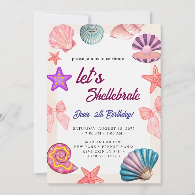 Muscheln Geburtstag  Einladung (Vorderseite)