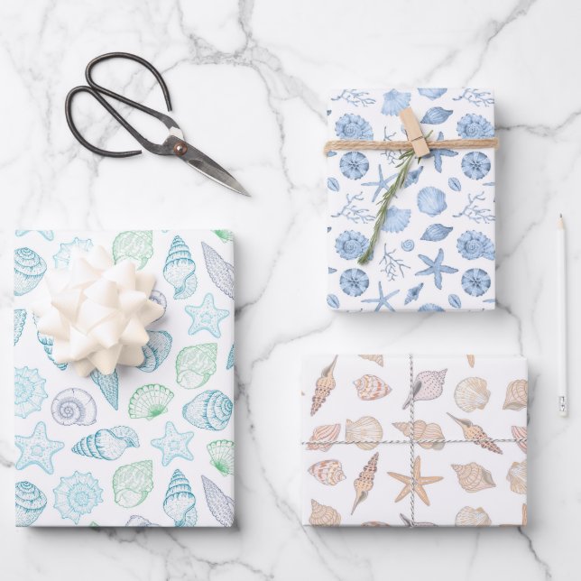 Muscheln Geschenkpapier Set (Vorderseite)