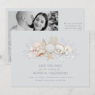 Muscheln Hochzeitsglocken Küstenhochzeitsfoto Save The Date