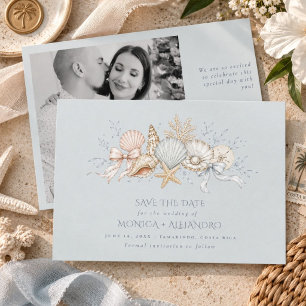 Muscheln Hochzeitsglocken Küstenhochzeitsfoto Save The Date