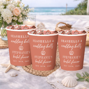 Muscheln Hochzeitsglocken Terrakotta Brautparty Pappbecher