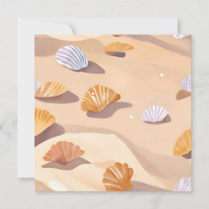 Muscheln im Sand Strand Ozean Aquarell Karte