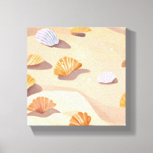 Muscheln im Sand Strand Ozean Aquarell Leinwanddruck