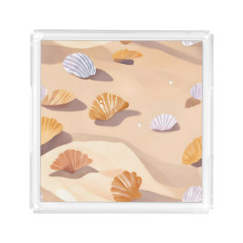 Muscheln im Sand | Strand Wasserfarbe Acryl Tablett