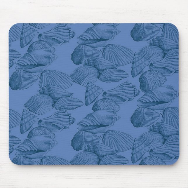 Muscheln in Blau Mousepad (Vorne)