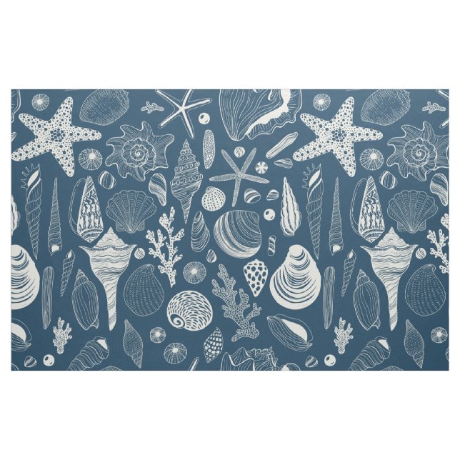 Muscheln in dunkelblau stoff (Fat Quarter (45,7 x 55,9 cm))