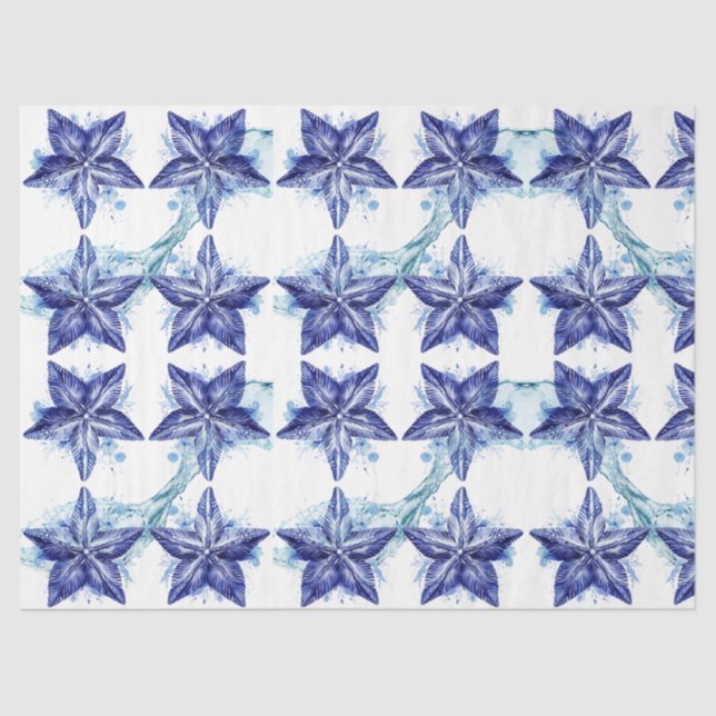 Muscheln in einem Wasserschwall Seidenpapier (Vorderseite)