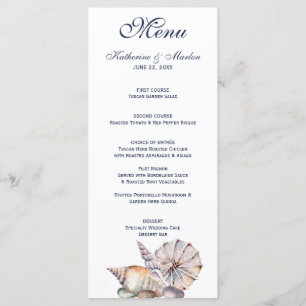 Muscheln in einer Flasche Nautische Hochzeit Menükarte