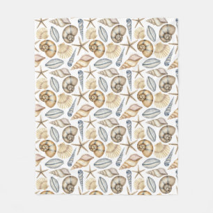 Muscheln in pastellblau-blau-grün fleecedecke