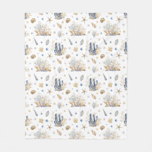 Muscheln in pastellblau-blau-grün fleecedecke