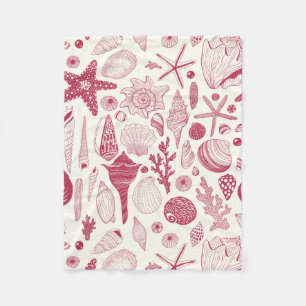 Muscheln in Viva Magenta - Farbe des Jahres 2023 Fleecedecke
