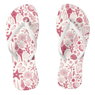 Muscheln in Viva Magenta - Farbe des Jahres 2023 Flip Flops