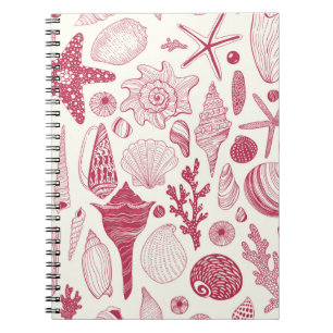 Muscheln in Viva Magenta - Farbe des Jahres 2023 Notizblock