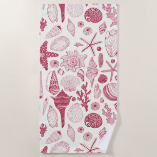 Muscheln in Viva Magenta - Farbe des Jahres 2023 Strandtuch