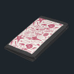 Muscheln in Viva Magenta - Farbe des Jahres 2023 Tri-fold Geldbeutel<br><div class="desc">Handgezeichnet Vektormuster mit Muscheln</div>