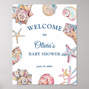 Muscheln Küsten-Baby-Shower-Willkommen Poster