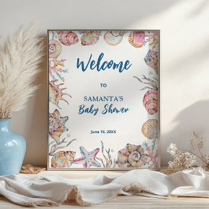Muscheln Küsten-Baby-Shower-Willkommen Poster