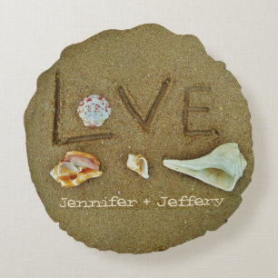 Muscheln Liebe am Strand Zollkissen Rundes Kissen
