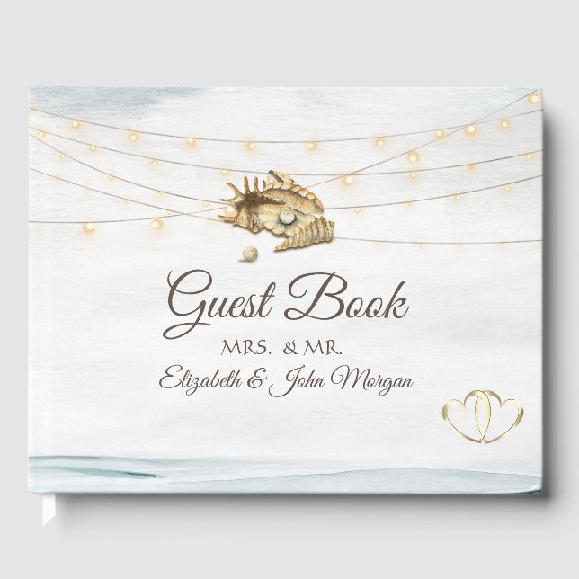 Muscheln,Meer,Lichterkette Skript Gästebuch (Vorderseite)