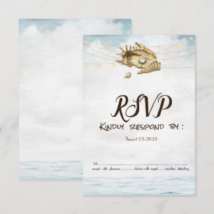 Muscheln,Meer,Lichterkette Skriptlichter RSVP   Einladung