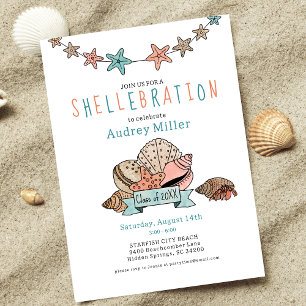 Muscheln mit Foto, das sich vom Party wegbewegt Einladung