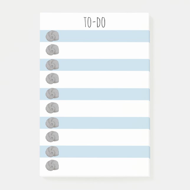 Muscheln Nautical Blue und White To-Do-Liste Post-it Klebezettel (Vorderseite)