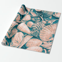 Muscheln Ocean Beach Aquamarin Vintage Dekoupage Geschenkpapier