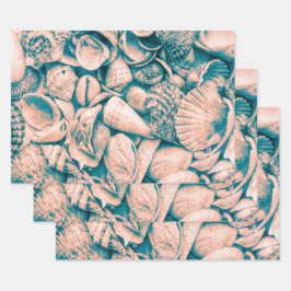 Muscheln Ocean Beach Aquamarin Vintage Dekoupage Geschenkpapier Set