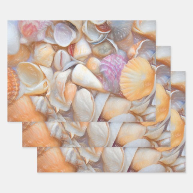 Muscheln Ocean Beach Decoupage Art Design Geschenkpapier Set (Set)