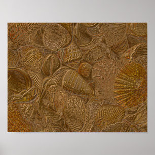 Muscheln Ocean Beach Gold Elegantes Design Poster