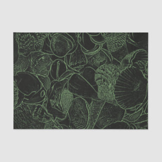 Muscheln Ocean Beach Green Black Sketch Seidenpapier