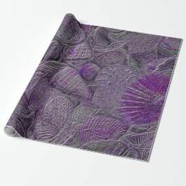 Muscheln Ocean Beach Lila Gray Metallic Geschenkpapier