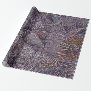 Muscheln Ocean Beach Lila Metallic Decoupage Geschenkpapier