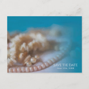 Muscheln & Perlen Elegant Bemalte Save-the-Date-Ka Ankündigungspostkarte