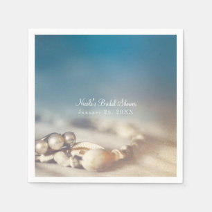 Muscheln & Perlen-Schmuck Elegante Bridal Shower Serviette