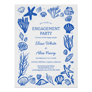 Muscheln Rahmen Verlobung Strand INDIVIDUELL Poster