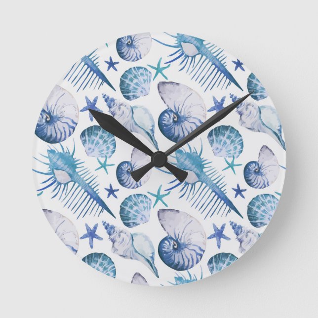 Muscheln Runde Wanduhr (Vorderseite)