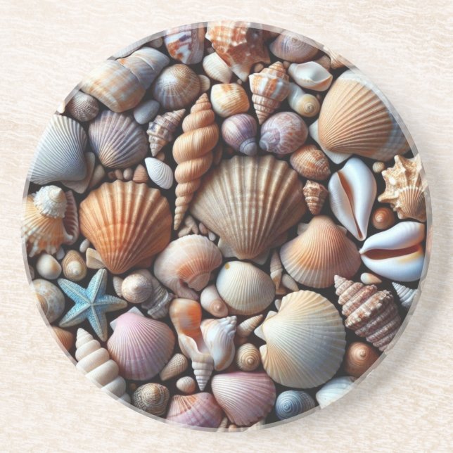 Muscheln Sandstone Untersetzer (Vorne)