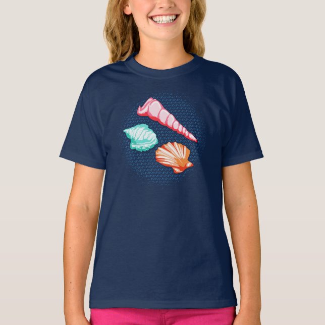 Muscheln Sandy Beach Vacation T-Shirt (Vorderseite)