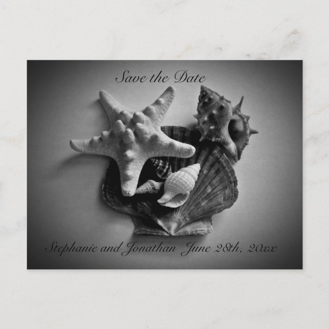 Muscheln Save the Date Postkarte (Vorderseite)