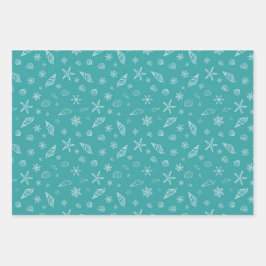 Muscheln & Schneeflocken mit Sea Green Geschenkpapier Set