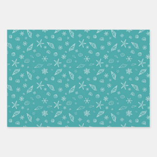 Muscheln & Schneeflocken mit Sea Green Geschenkpapier Set