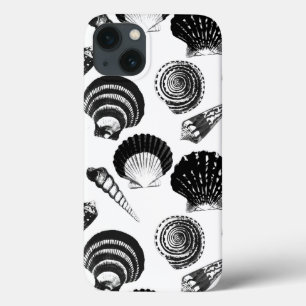 Muscheln - schwarz-weiß auf weißem Hintergrund iPhone 13 Hülle