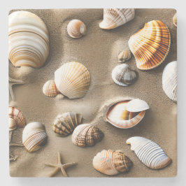 Muscheln Sea Life Beach Art Deco Steinuntersetzer