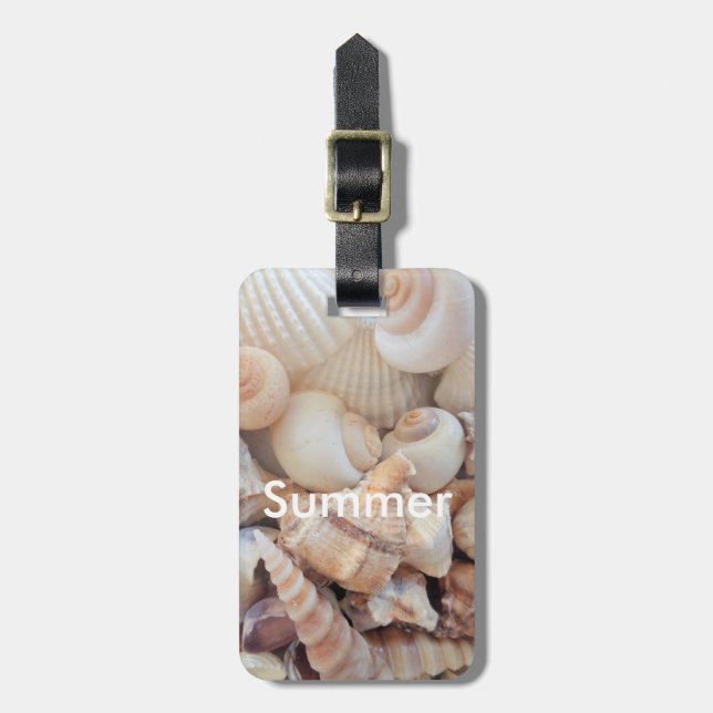 Muscheln, Sommer Beach Exotik tropische Romantik Gepäckanhänger (Vorderseite vertikal)