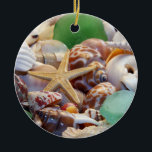 Muscheln, Starfish & Beach Glass Ornament<br><div class="desc">Muscheln,  Starfish & Beach Glass Ornament</div>