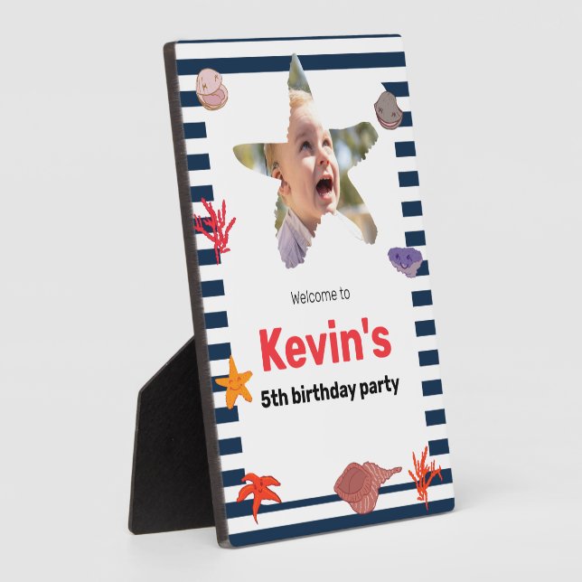 Muscheln, Starfish & Coral auf Wasserwegen Fotoplatte (Seite)