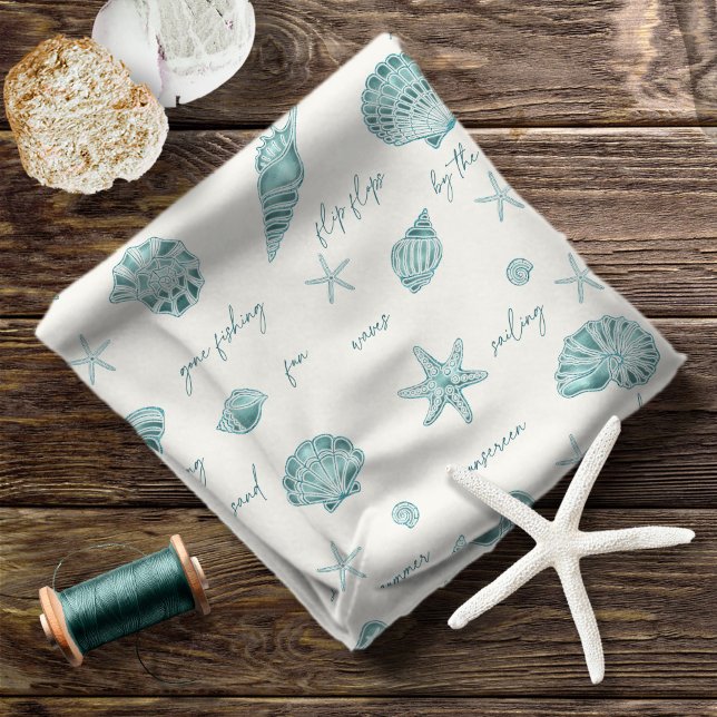 Muscheln Starfish Sun Fun Text Aquamarin ID918 Stoff (Von Creator hochgeladen)