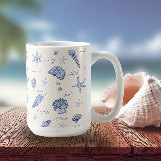 Muscheln Starfish Sun Fun Text Blau ID918 Kaffeetasse (Von Creator hochgeladen)