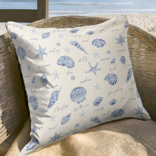 Muscheln Starfish Sun Fun Text Blau ID918 Kissen